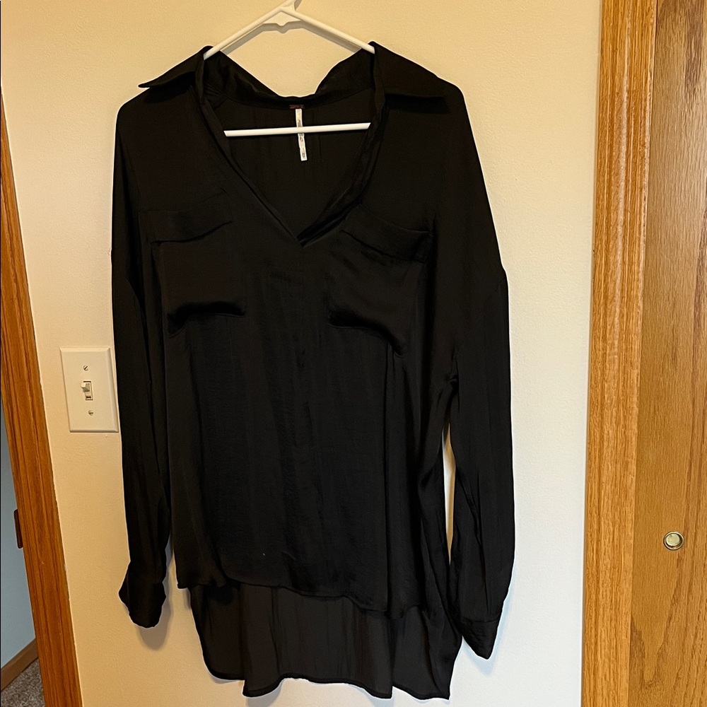 Free People black long sleeve blouse size XS